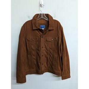 Gilded Age Mens Wild Suede Leather Jacket Old Camel Brown Suede Size XL